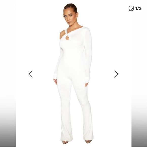 Naked Wardrobe BLACK  One-Shoulder Jumpsuit - Picture 1 of 3